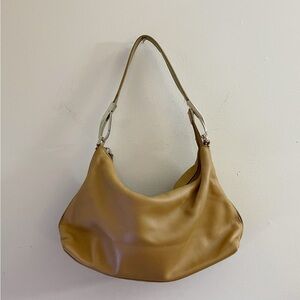 )sold) Y2K DKNY Tan Leather Hobo Bag Chic Fall Classic Casual Minimalist